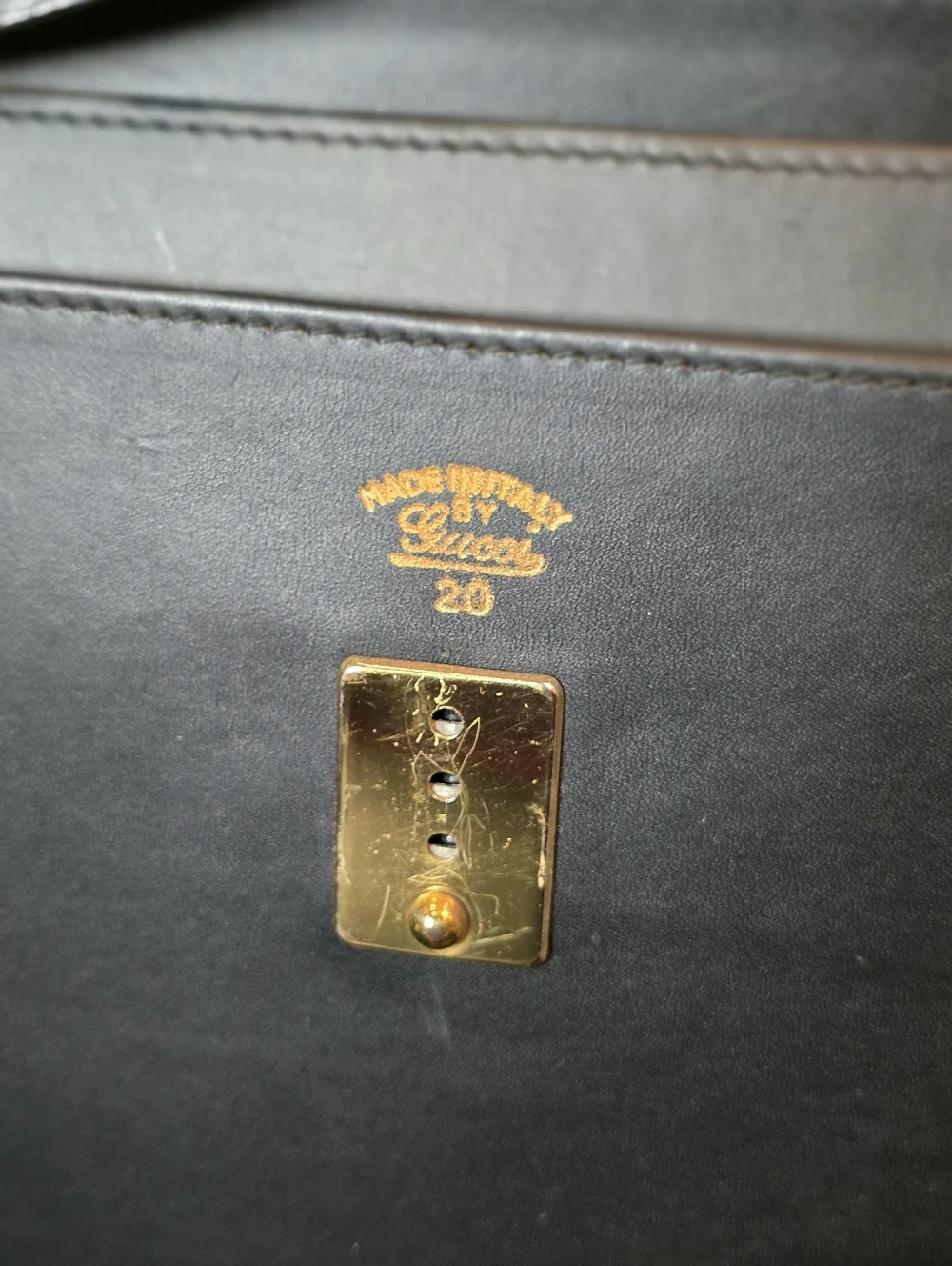 GUCCI Vintage Briefcase Classic Black Leather Sleek Trunk Business Bag Unisex - Picture 12 of 12